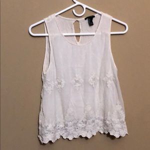 Forever 21 White Lace tank with keyhole back